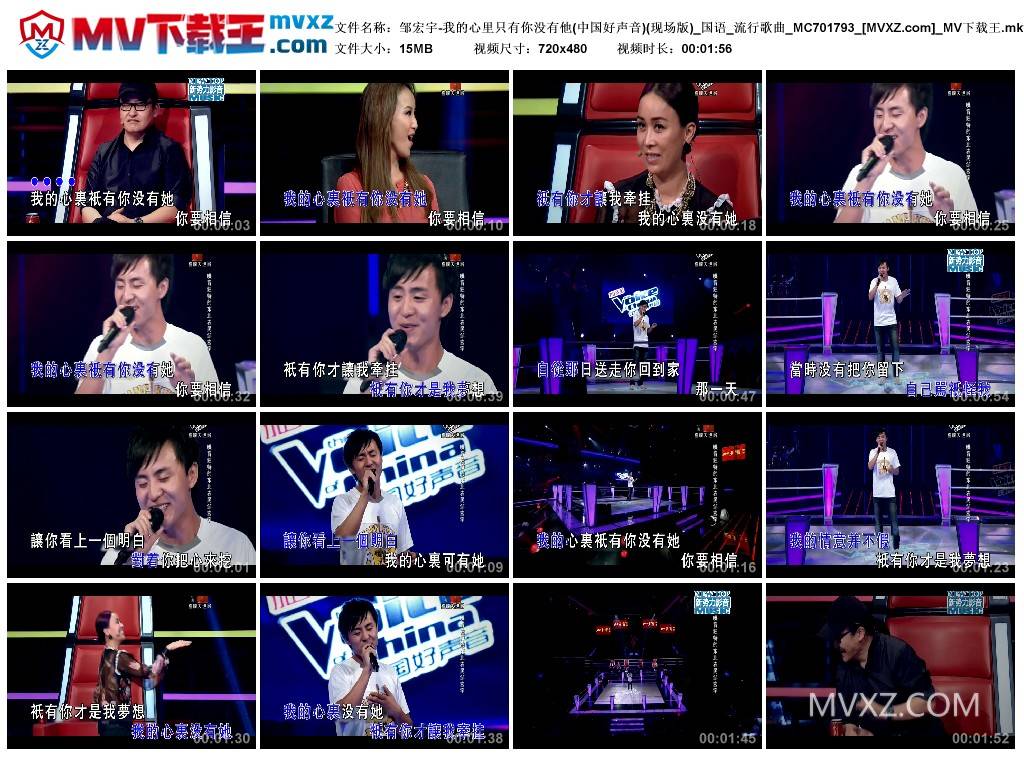 邹宏宇-我的心里只有你没有他(中国好声音)(现场版)_国语_流行歌曲_MC701793